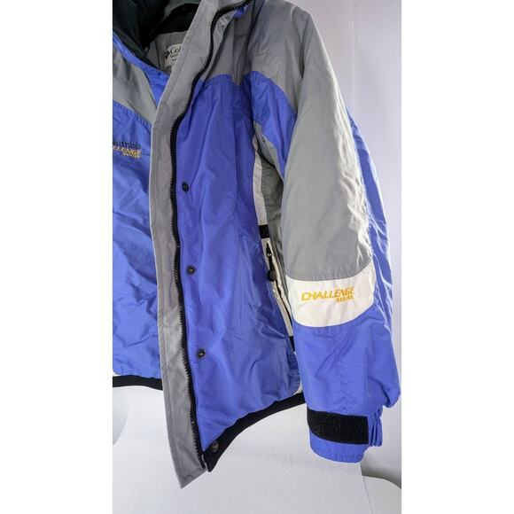Columbia • Challenge Series Blue Hooded Zip Snap Parka Jacket Large 250989 - Picture 4 of 6